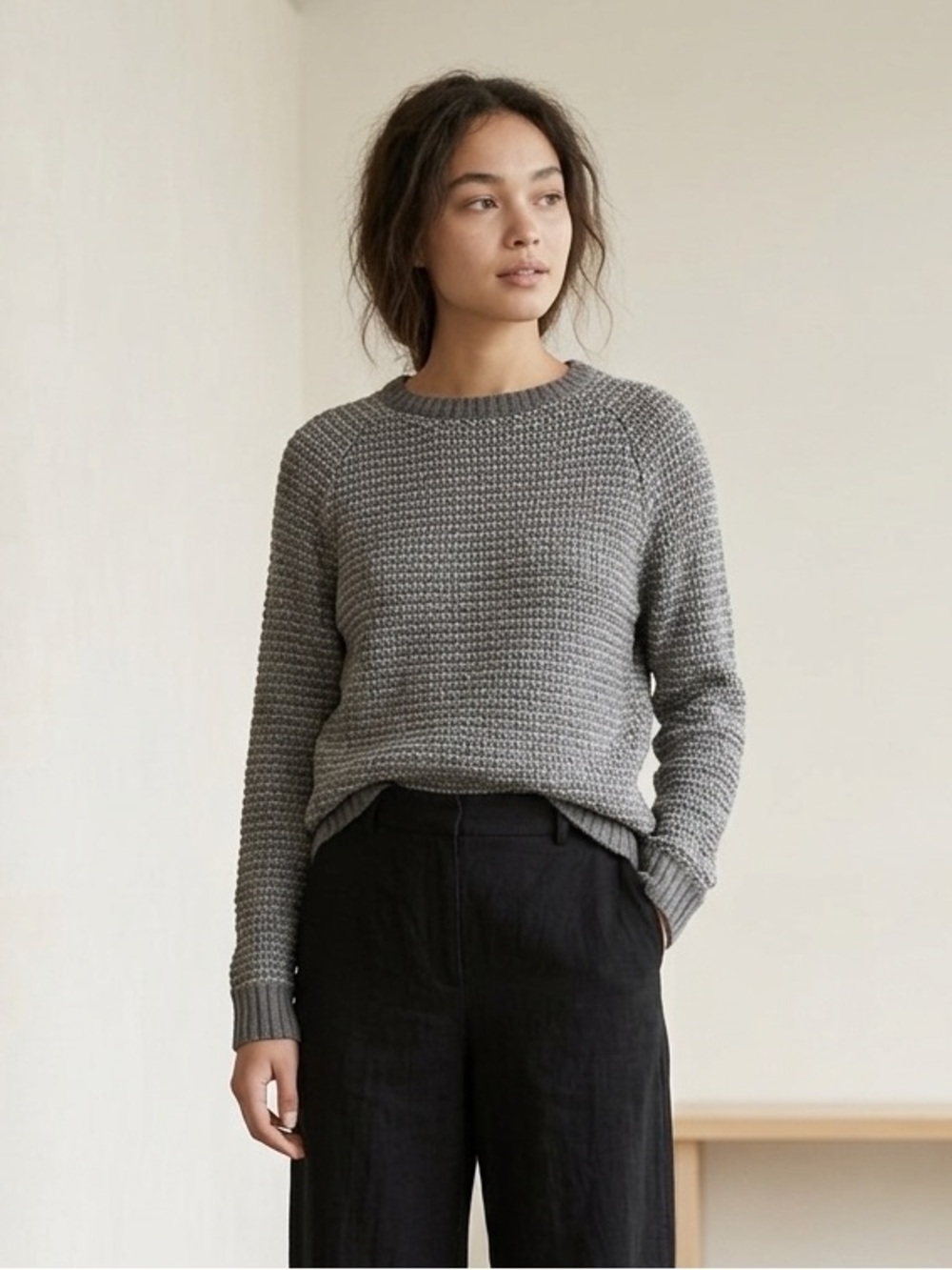 Oak + Fort Grey Chunky Knit Sweater Size S
